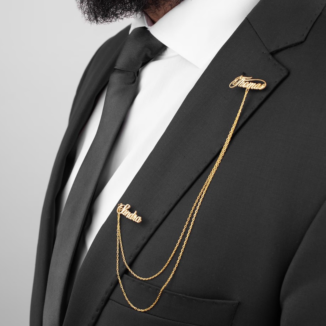 Custom Double Name Brooch Men  - огляд і ціна Tuxedo Lapel Pin