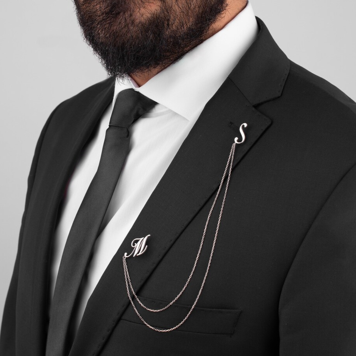 Custom Double Name Brooch Men  - огляд і ціна Tuxedo Lapel Pin