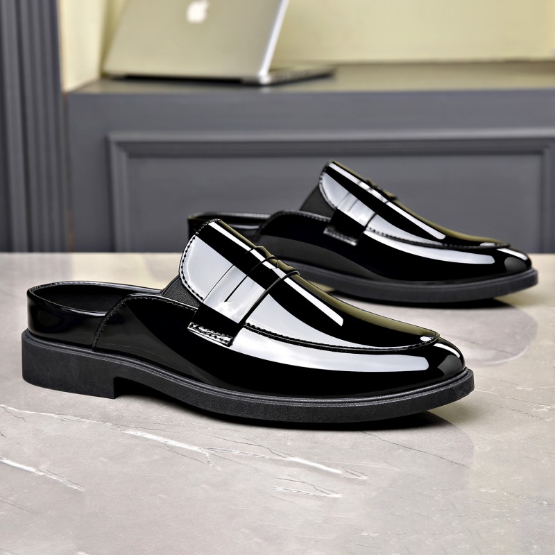 Men Black Patent Leather Mules - огляд і ціна Formal Men Daily Wear Footwear