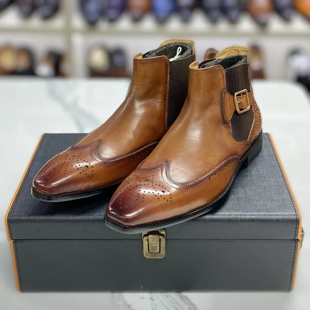 Men's Real Cow Leather Ankle B - огляд і ціна Men Formal Wear With Boots