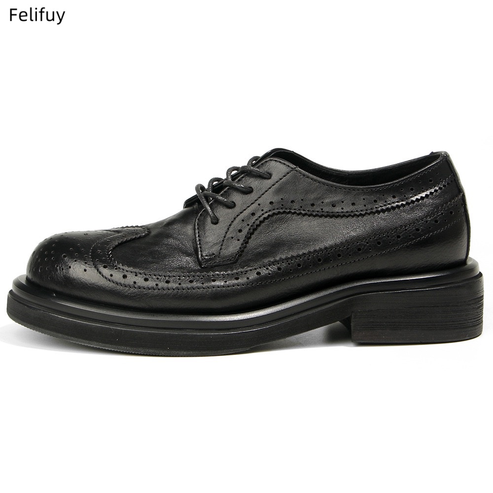 Black Derby shoes Vintage carv - огляд і ціна Men Formal Wear All Black