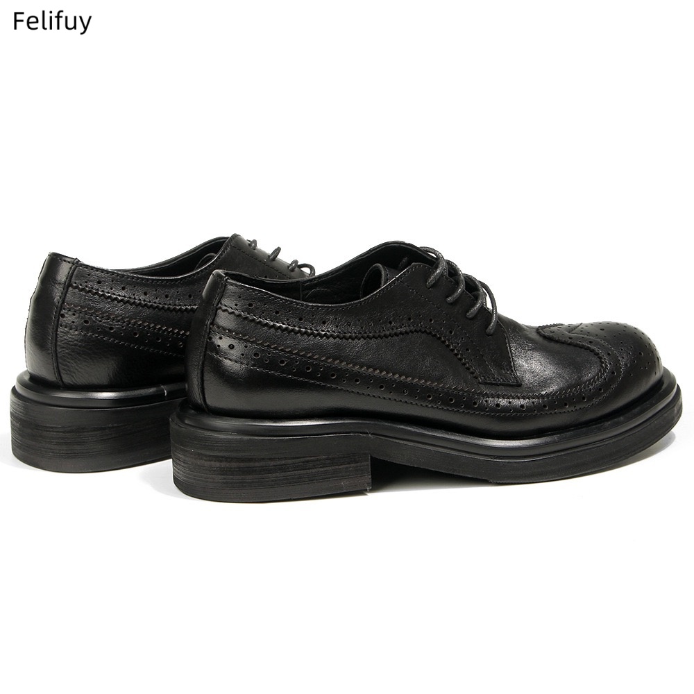 Black Derby shoes Vintage carv - огляд і ціна Men Formal Wear All Black