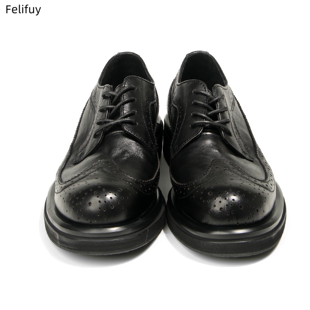 Black Derby shoes Vintage carv - огляд і ціна Men Formal Wear All Black