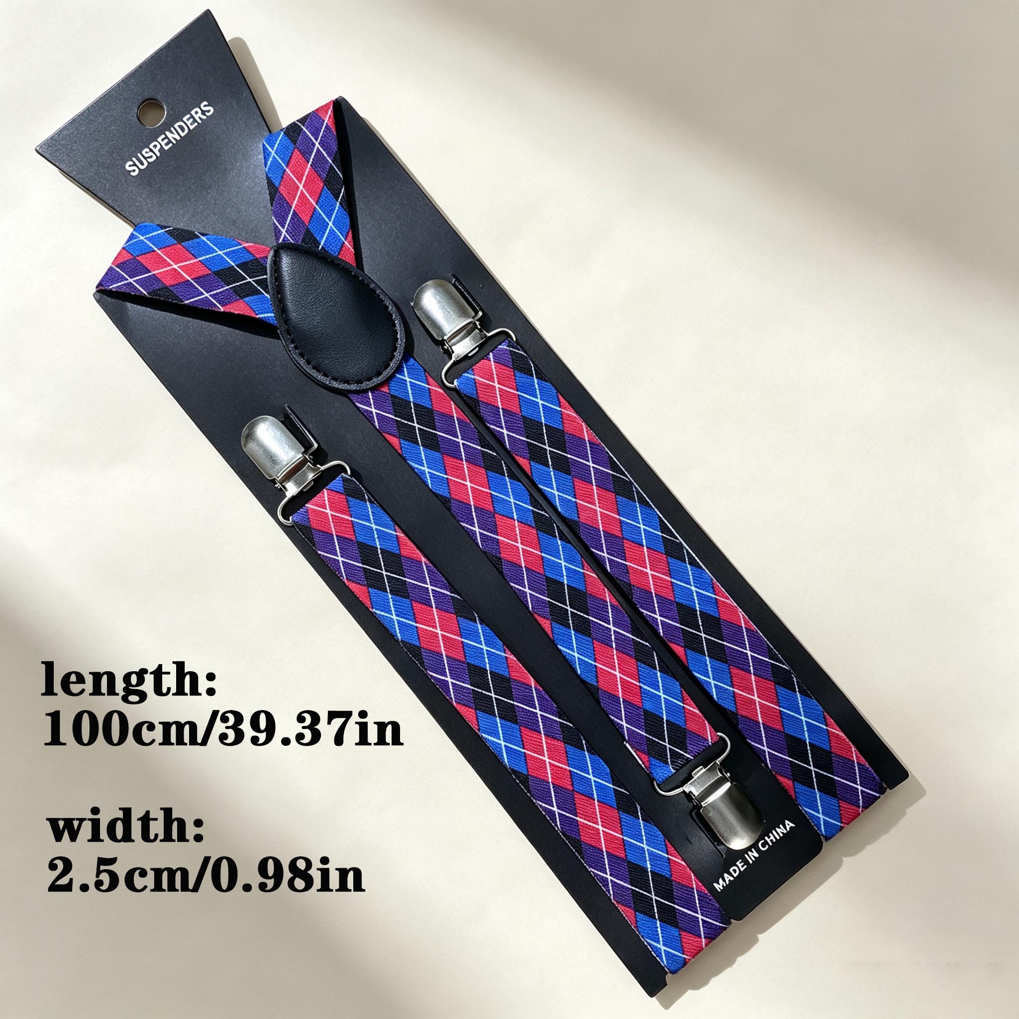 Purple Diamond Pattern Retro M - огляд і ціна Men'S Formal Wear With Suspenders