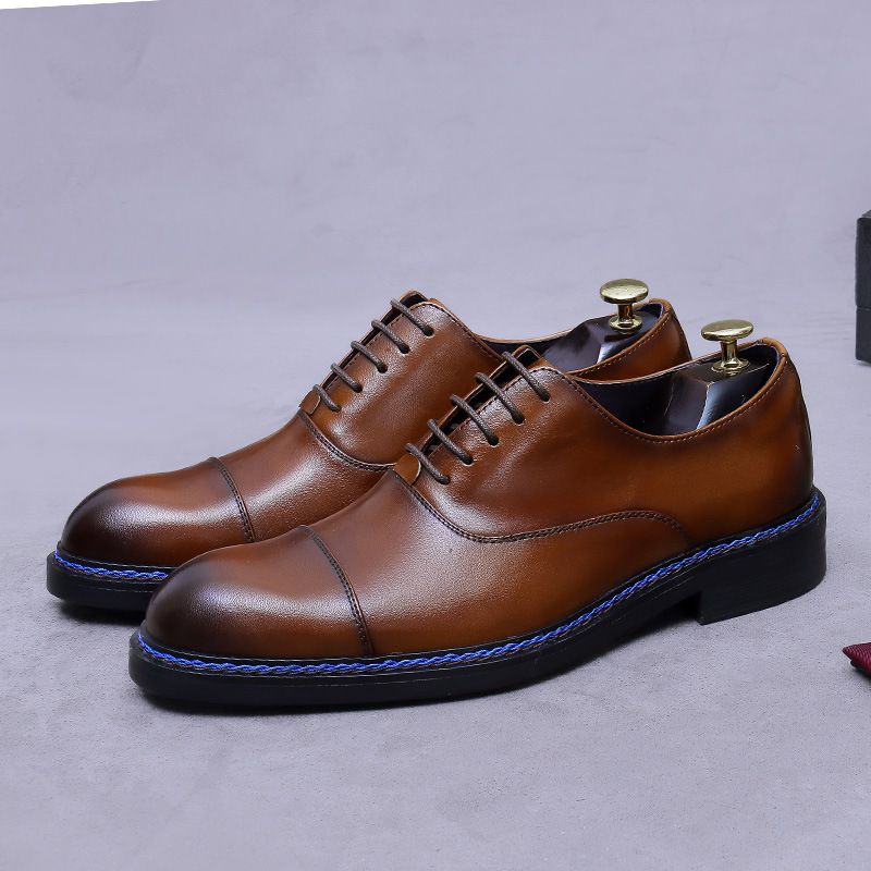 Cognac Cap-Toe Oxfords Genuine - огляд і ціна Formal Men Daily Wear Footwear